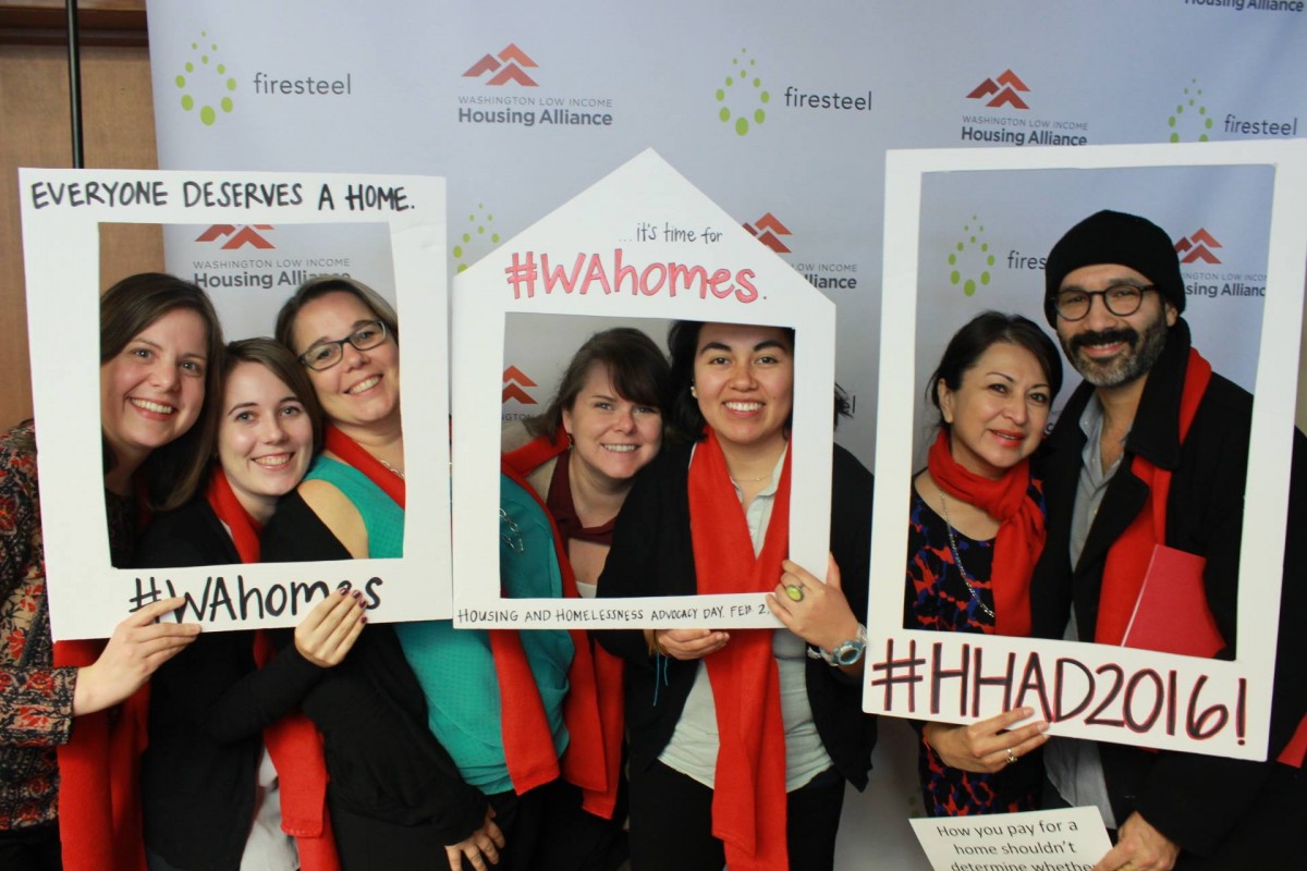 Architect Poppi Handy (third from left) joined her Third Place Design Cooperative colleagues at Housing and Homelessness Advocacy Day in Olympia last month. Their office regularly engages in housing advocacy.